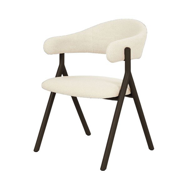 Melns/krēmkrāsas polsterēts ēdamistabas krēsls ar roku balstiem Frances – Unique Furniture