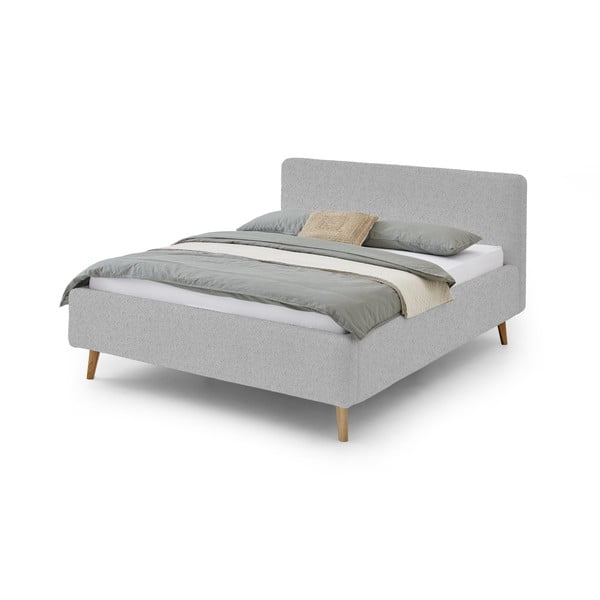 Pelēka polsterēta divguļamā gulta ar glabāšanas vietu un režģi 160x200 cm Mattis – Meise Möbel