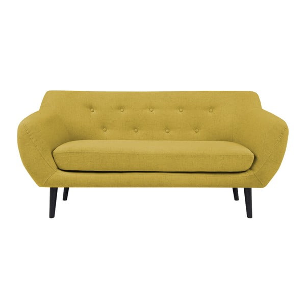 Dzeltens divvietīgs dīvāns ar brūnām kājām Mazzini Sofas Piemont