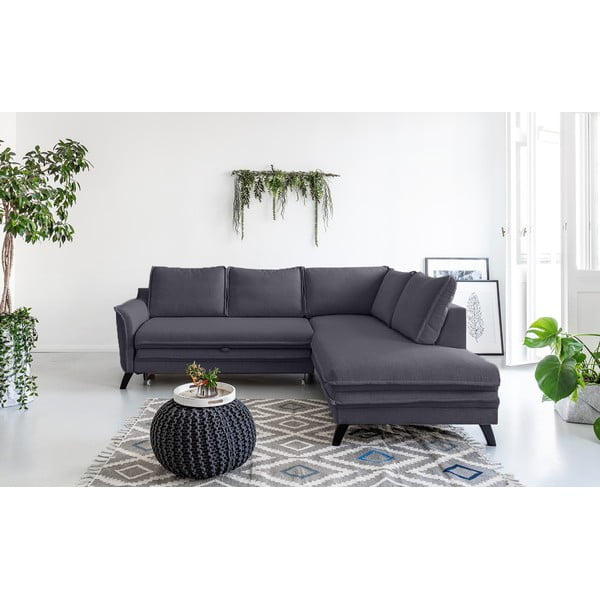 Antracīta pelēks izlaižams stūra dīvāns Miuform Charming Charlie L, labais stūris-image-1