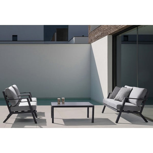 Pelēks alumīnija dārza atpūtas komplekts 4 personām Harley – Bizzotto-image-2