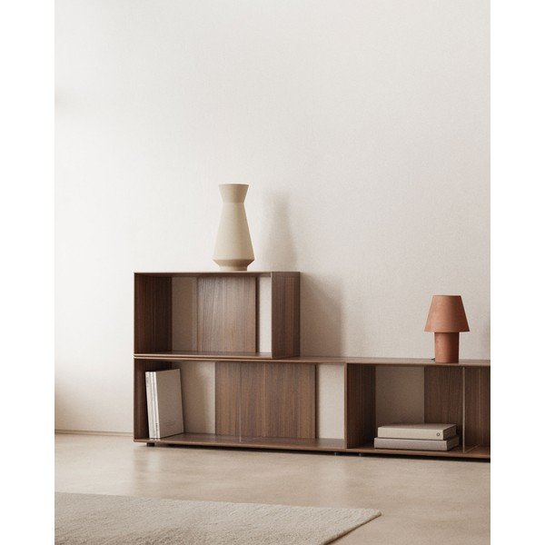 Dabīga toņa modulārā plauktu sistēma ar riekstkoka imitāciju (6 gab.) 168x114 cm Litto – Kave Home-image-1