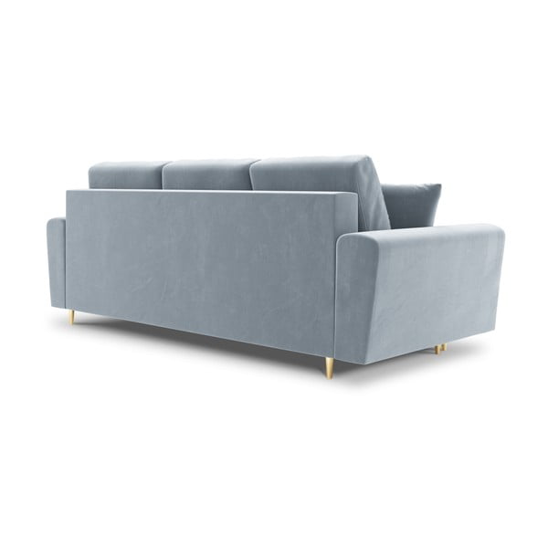Gaiši zils samta salokāms dīvāns ar uzglabāšanas vietu 235 cm Kyoto – Cosmopolitan Design-image-3