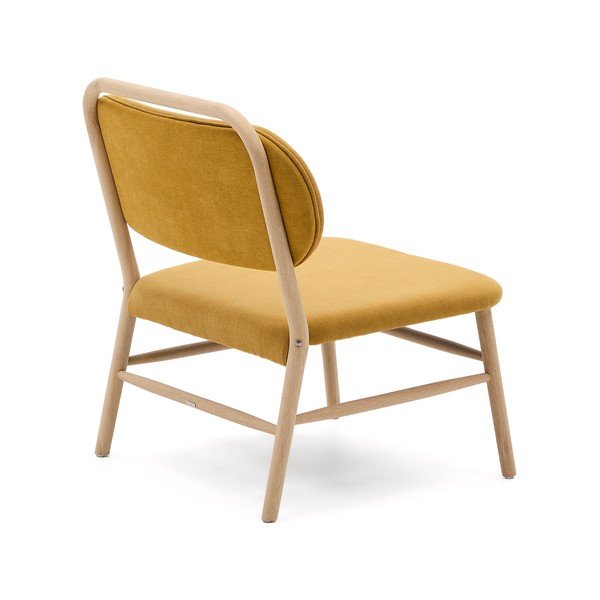 Sinepju dzeltens atpūtas krēsls no šenila auduma Helda – Kave Home-image-4