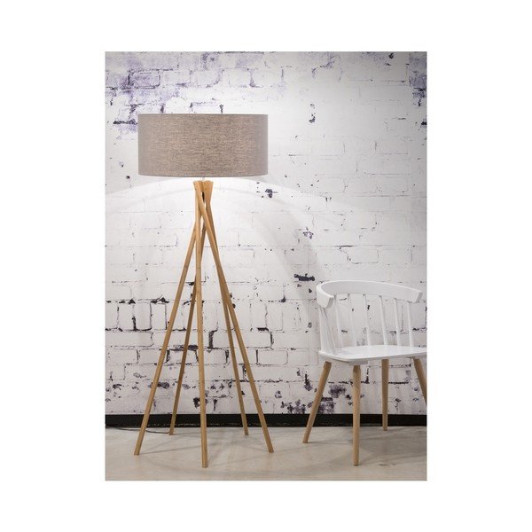 Stāvlampa ar gaiši pelēku abažūru un bambusa struktūru Good&Mojo Kilimanjaro-image-1