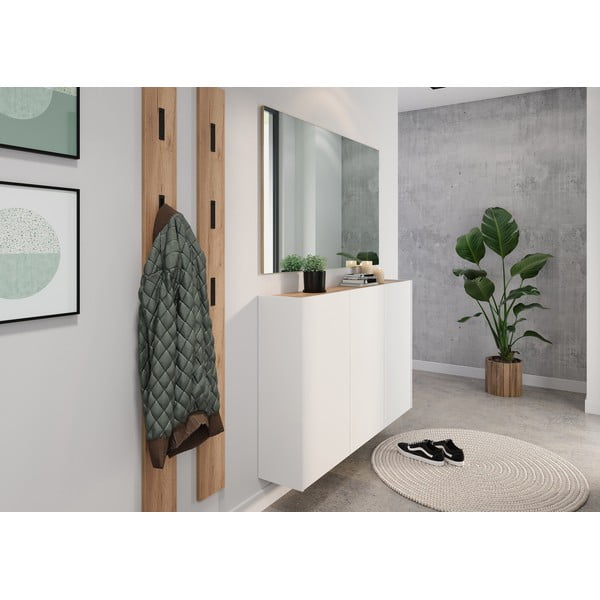 Balts piekarināms skapītis ar ozolkoka imitāciju 138x87x25 cm Libbiano – Germania-image-4