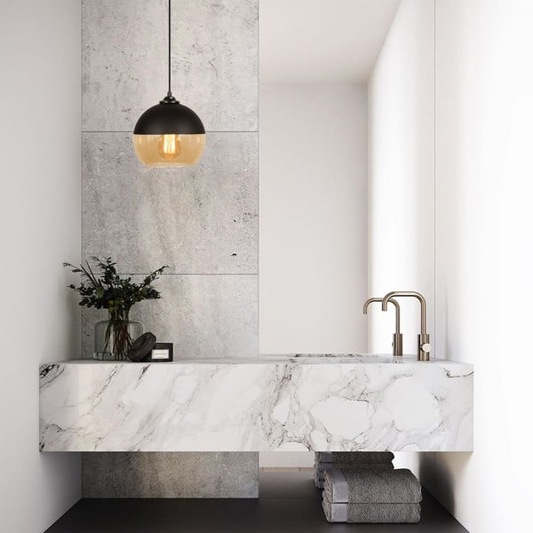 Okera dzeltena/melna piekaramā lampa ar stikla abažūru ø 20 cm Camini – Opviq lights-image-1