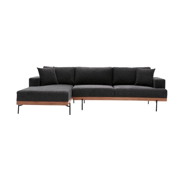 Antracīta pelēks stūra dīvāns (ar kreiso stūri) Liva – Balcab Home