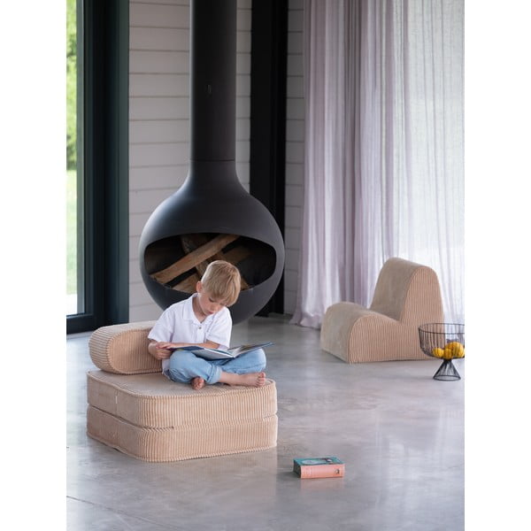 Gaiši brūns velveta bērnu atpūtas krēsls Flip – Wigiwama-image-3