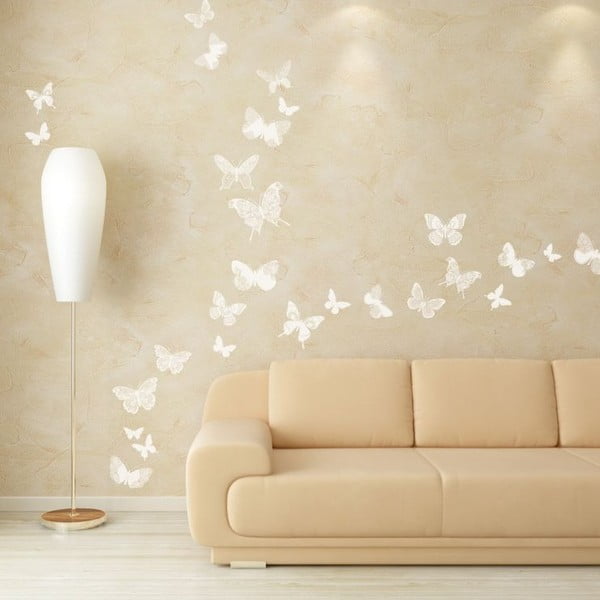 Komplekts ar 26 baltām uzlīmēm Ambiance Chic Butterflies