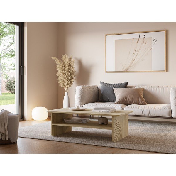 Dabīga toņa žurnālgaldiņš ar ozolkoka imitācijas galda virsmu 60x110 cm Daira – Marckeric-image-1