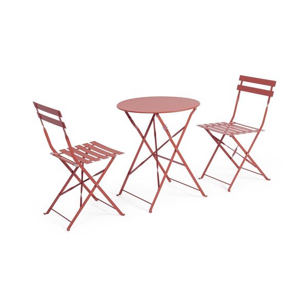 Terakotas oranžs tērauda dārza pusdienu komplekts 2 personām Austin – Bizzotto-image-2