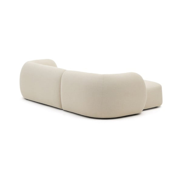 Krēmkrāsas stūra dīvāns no šenila auduma (ar kreiso stūri/ar zvilni) Martina – Kave Home-image-4
