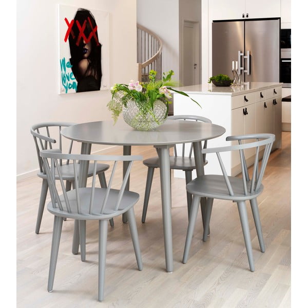 Gaiši pelēks gumijkoka ēdamistabas krēsls Rowico Carmen-image-1