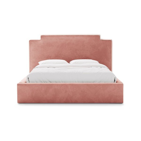 Rozā polsterēta divvietīga gulta ar veļas kasti ar redelēm 180x200 cm Princess – Micadoni -image-3