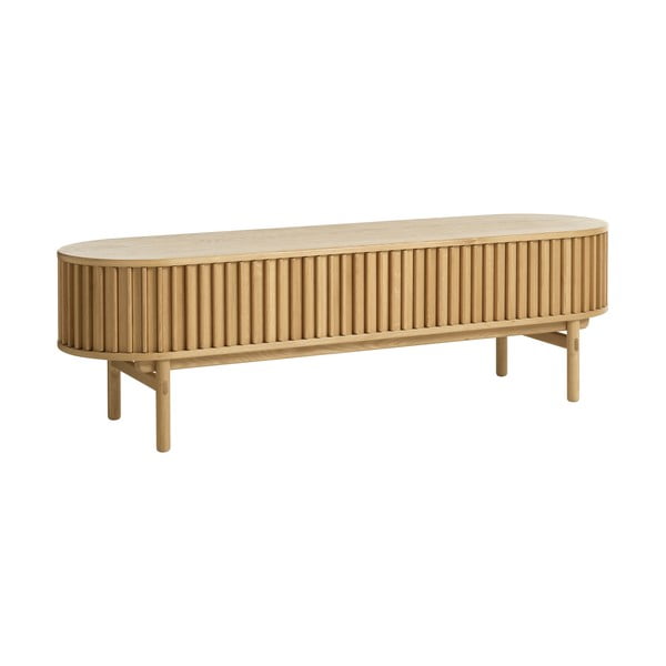 Dabīga toņa TV galdiņš ar ozolkoka imitāciju 160x48 cm Carno – Unique Furniture-image-2