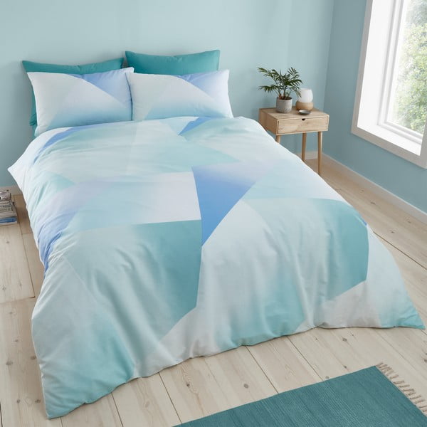 Zaļa/zila divguļamā gultas veļa 200x200 cm Ombre Larsson Geo – Catherine Lansfield
