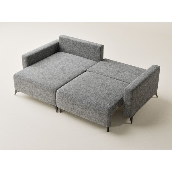 Pelēks salokāms stūra dīvāns no šenila auduma ar uzglabāšanas vietu (ar kreiso stūri/ar zvilni) Leon – Maison de Rêve-image-3