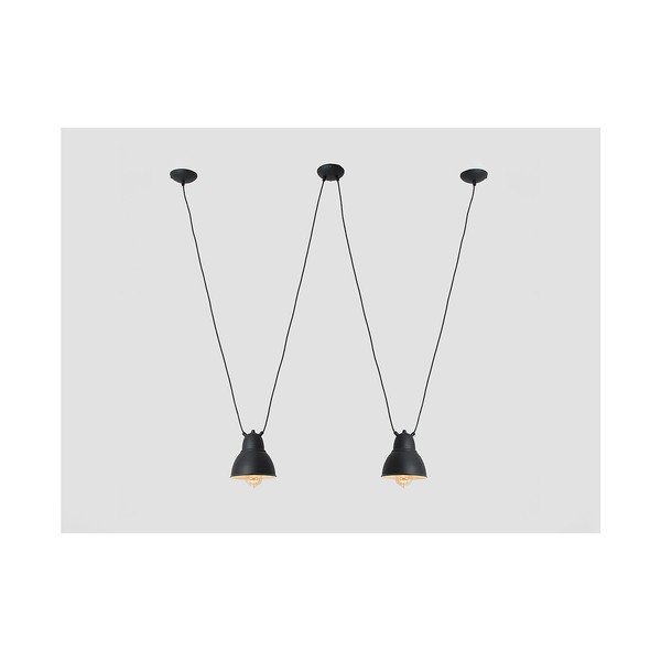 Melna dubultā piekaramā lampa ar zelta detaļu CustomForm Coben-image-1