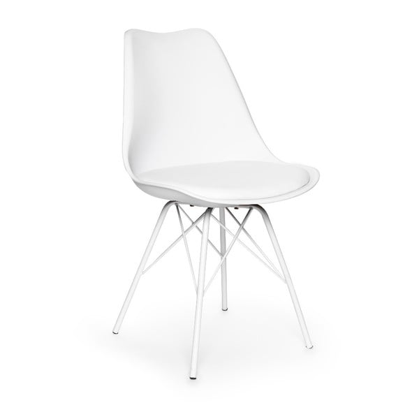 2 baltu krēslu komplekts ar baltu metāla pamatni Bonami Essentials Eco