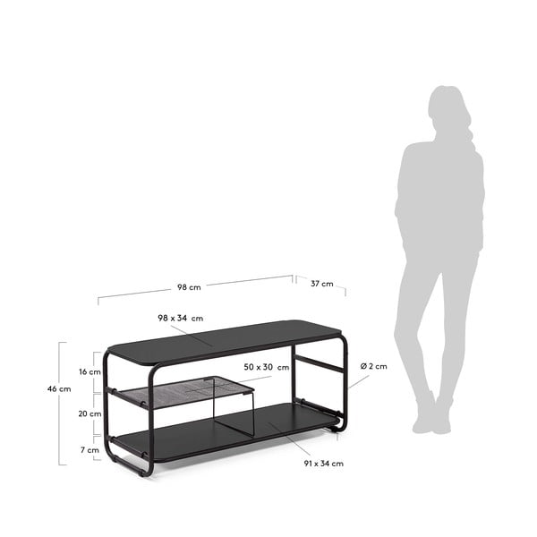 Melns TV galdiņš Kave Home Academy, 98 x 46 cm-image-4