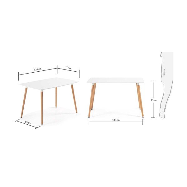 Ēdamgalds no dižskābarža koka Kave Home Daw, 120 x 75 cm-image-3