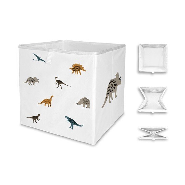 Balts tekstila bērnu rotaļlietu organizators 32x32x32 cm Dino Friends – Butter Kings-image-2