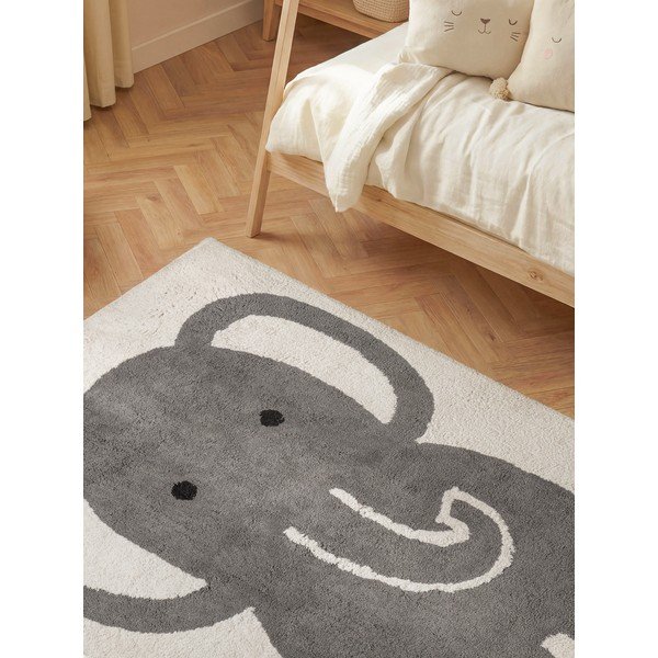 Pelēks/krēmkrāsas mazgājams/ar rokām darināts kokvilnas bērnu paklājs 140x200 cm Snuggle Emil – Hanse Home-image-2