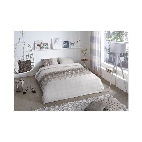 Pelēki brūna kokvilnas gultasveļa Good Morning Abigale Taupe, 200 x 200 cm-image-1