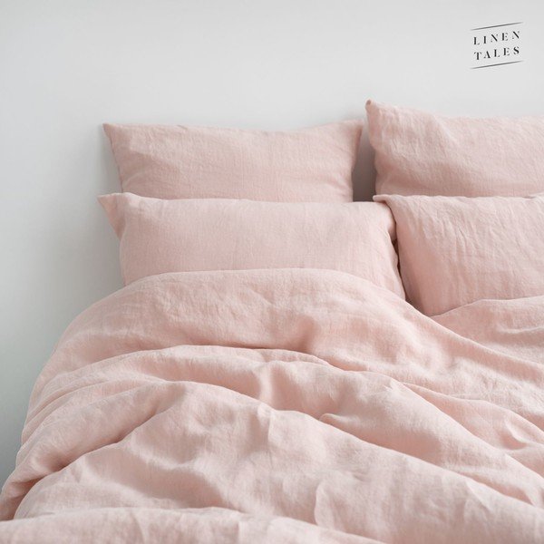 Gaiši rozā divguļamais/īpaši garš lina segas pārvalks 200x220 cm Misty Rose – Linen Tales-image-1