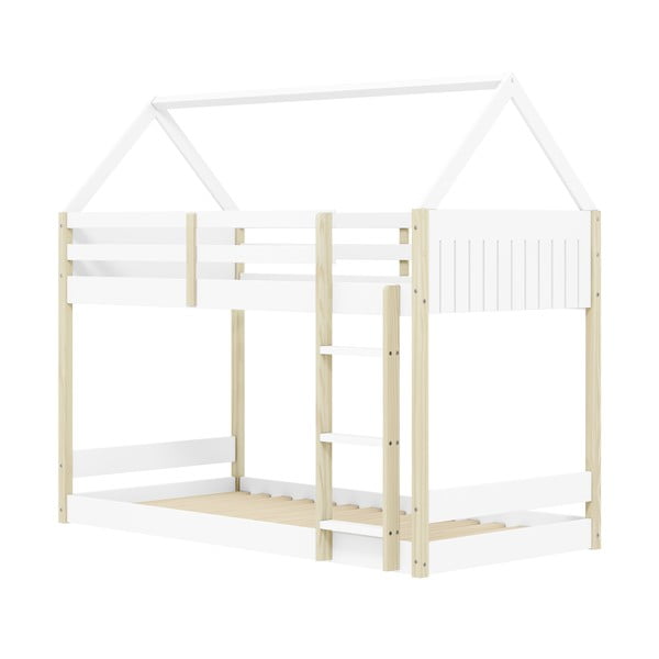 Balta/dabīga toņa bērnu gulta mājas formā/divstāvu 90x190 cm Valka – Marckeric-image-2