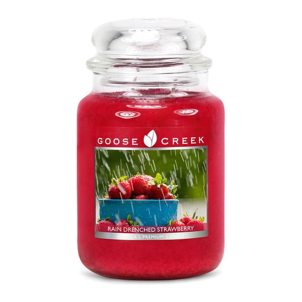 Goose Creek Strawberries in the Rain aromātiskā svece, degšanas laiks 150 stundas