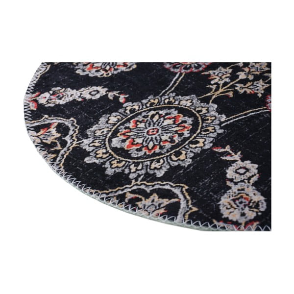 Melns mazgājams apaļš paklājs ø 100 cm – Vitaus-image-2