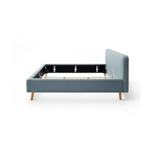 Dūmakaini zila polsterēta divvietīga gulta bez režģa 140x200 cm Mattis – Meise Möbel-image-4