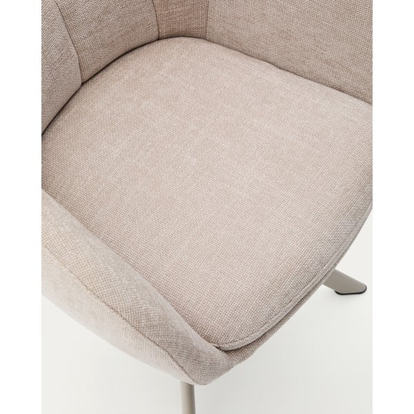 Bēšs polsterēts ēdamistabas krēsls ar roku balstiem Dorina – Kave Home-image-4