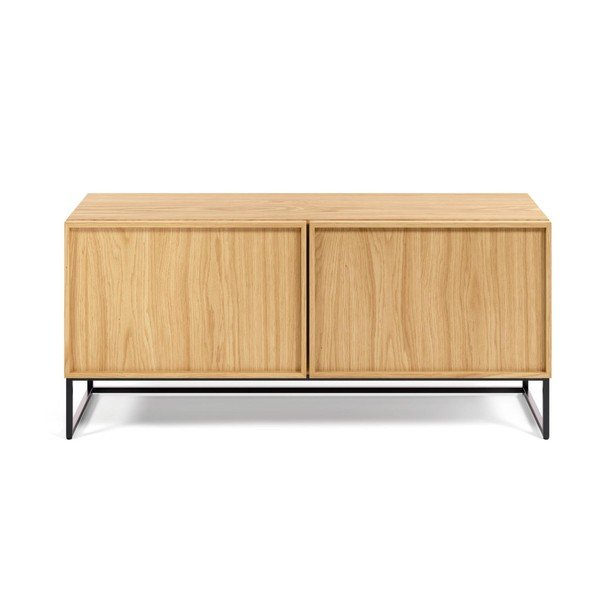 Dabīga toņa TV galdiņš ar ozolkoka imitāciju 112x51x42 cm Taiana – Kave Home
