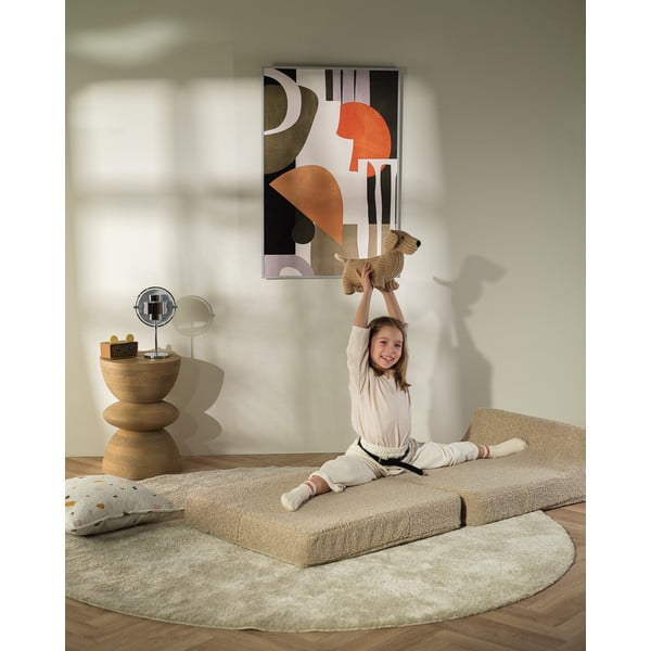 Gaiši brūns bērnu atpūtas krēsls no buklē auduma Flipster – Wigiwama-image-4