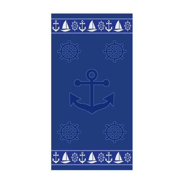 Zils kokvilnas pludmales dvielis 70x140 cm Anchor – B.E.S.