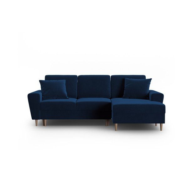 Zils samta salokāms stūra dīvāns ar uzglabāšanas vietu (ar labo stūri/ar zvilni) Kyoto – Cosmopolitan Design