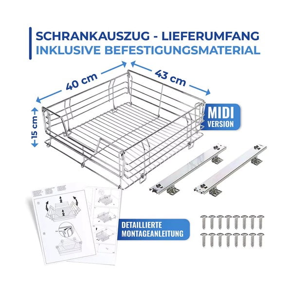 Izvelkamais plaukts no nerūsējošā tērauda Maximex Slide, 51 x 40 cm-image-4