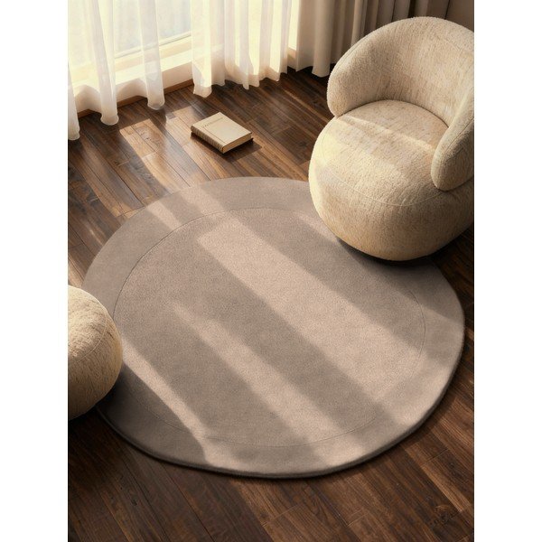 Bēšs ar rokām darināts apaļš paklājs no vilnas maisījuma ø 160 cm Kari Organic – Villeroy&Boch-image-1