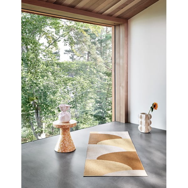 Okera dzeltens iekštelpu un āra celiņa paklājs 70x180 cm Hill Ochre Pale Yellow – Pappelina-image-3