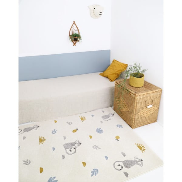 Bēšs bērnu paklājs Nattiot Little Wild Monkey, 135 x 190 cm-image-1