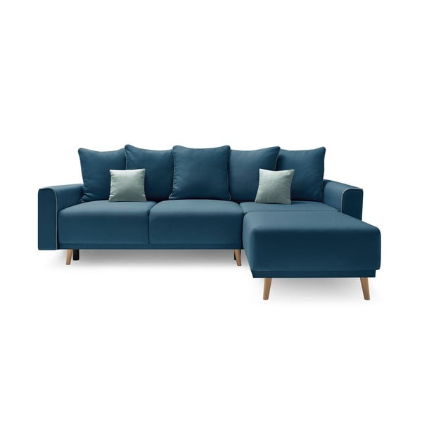 Tumši zils stūra dīvāns Bobochic Paris Mola, labais stūris