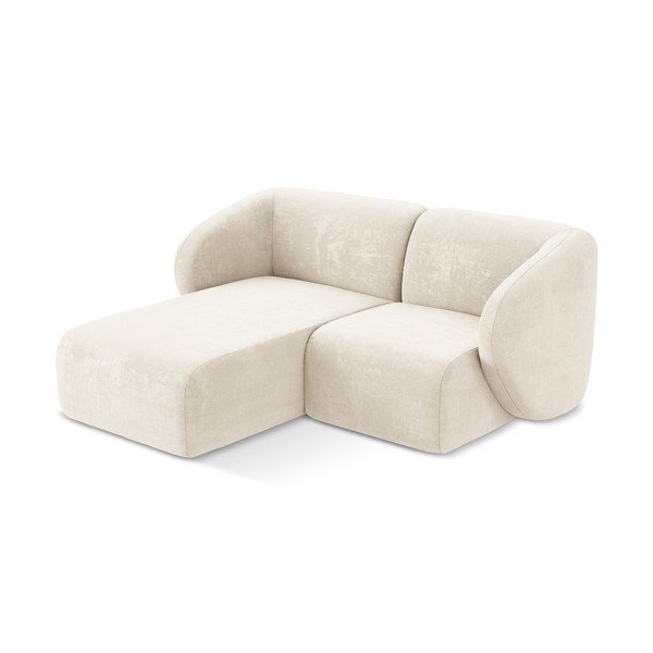 Bēšs stūra dīvāns no šenila auduma (ar kreiso stūri/ar zvilni) Lani – Makamii-image-2