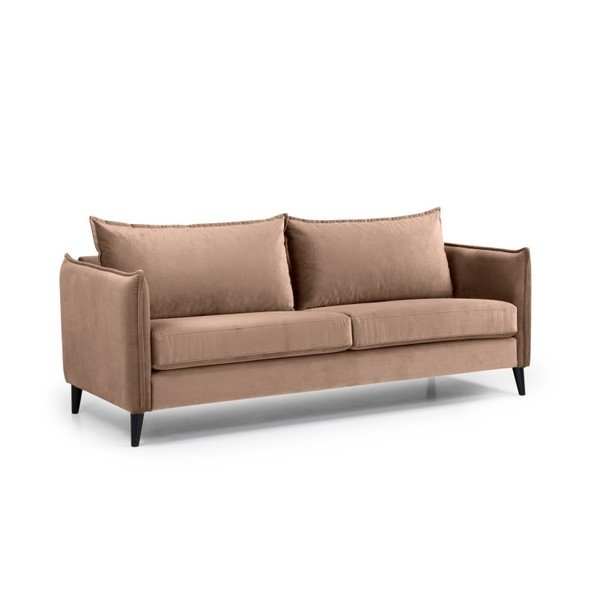 Bēšs samta dīvāns Scandic Leo, 208 cm-image-2