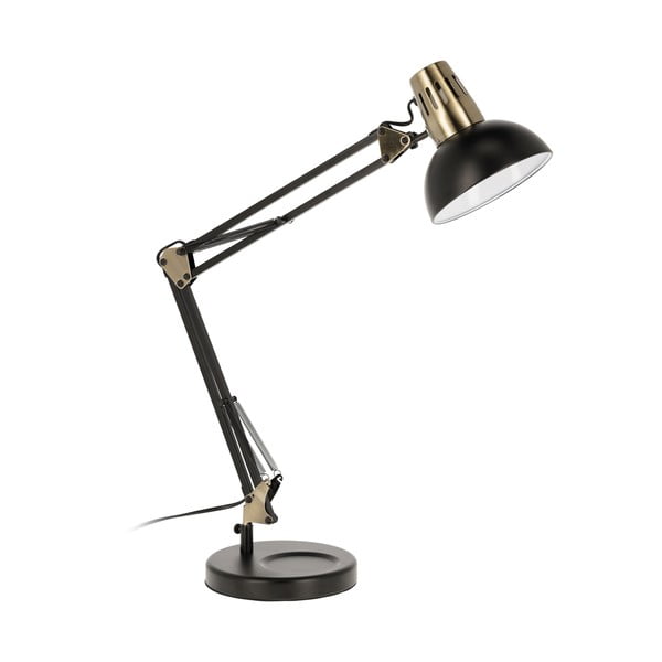 Melna galda lampa ar metāla abažūru (augstums 84 cm) Kristine – Kave Home