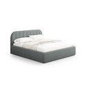 Tumši pelēka polsterēta divvietīga gulta ar veļas kasti ar redelēm 140x200 cm Juno – Windsor & Co Sofas