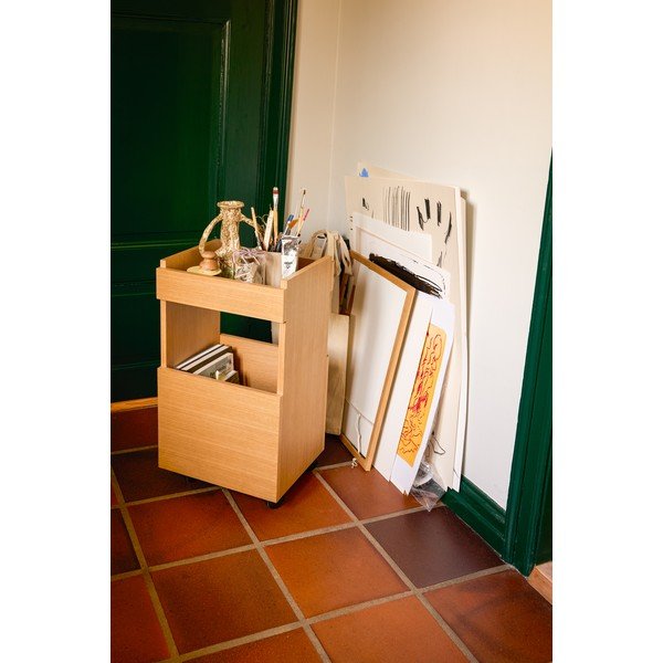 Servēšanas galdiņš uz riteņiem ar ozolkoka imitāciju 35x40 cm Forma – Hübsch-image-2