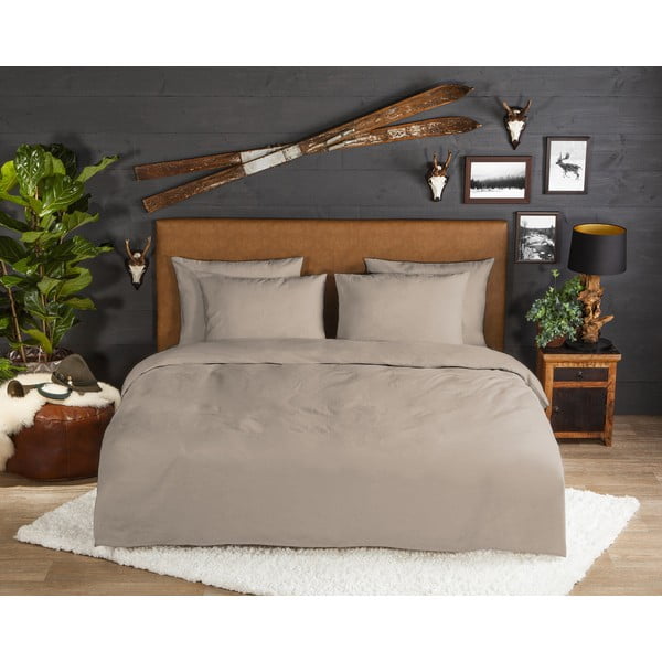 Brūna divguļamā flaneļa gultas veļa 200x220 cm – Good Morning-image-1